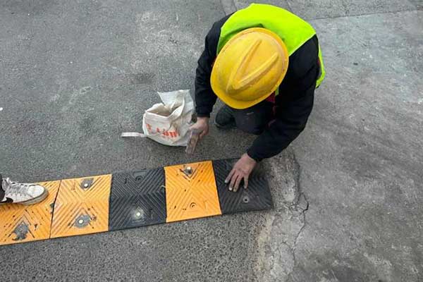 Rubber Speed Bump Installation Process